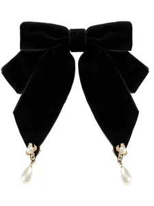 INSPIRE CHIC Women's Retro Velvet Ribbon Bow Tie Brooch Necktie Pre-Tied Big Bowknot Brooch Pin