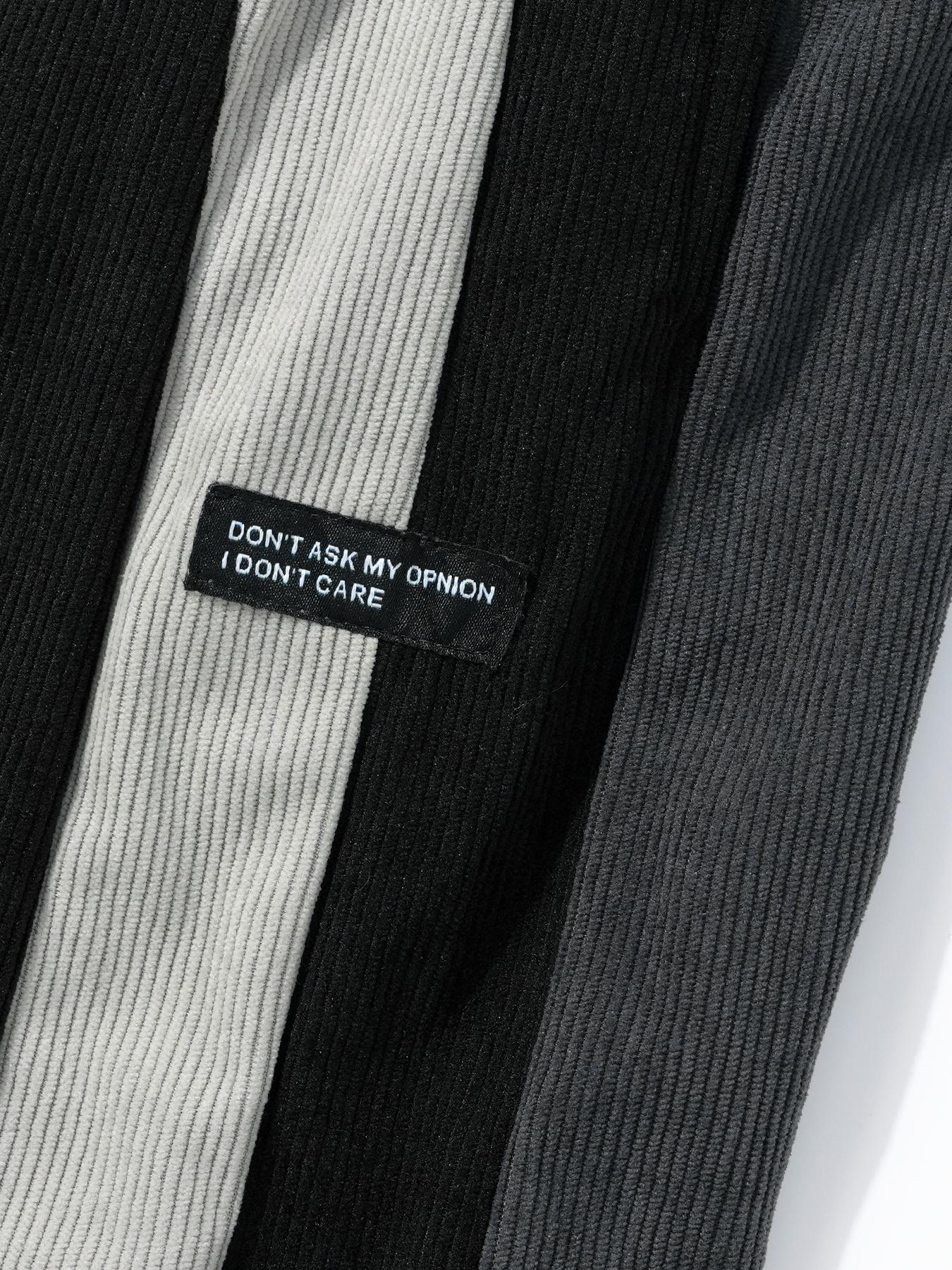 Casual Pants，Patchwork Casual Pants Three-color patchwork corduroy versatile retro straight-leg pants; unisex spring/summer loose wide-leg pants; drapey casual pants in Maillard tones