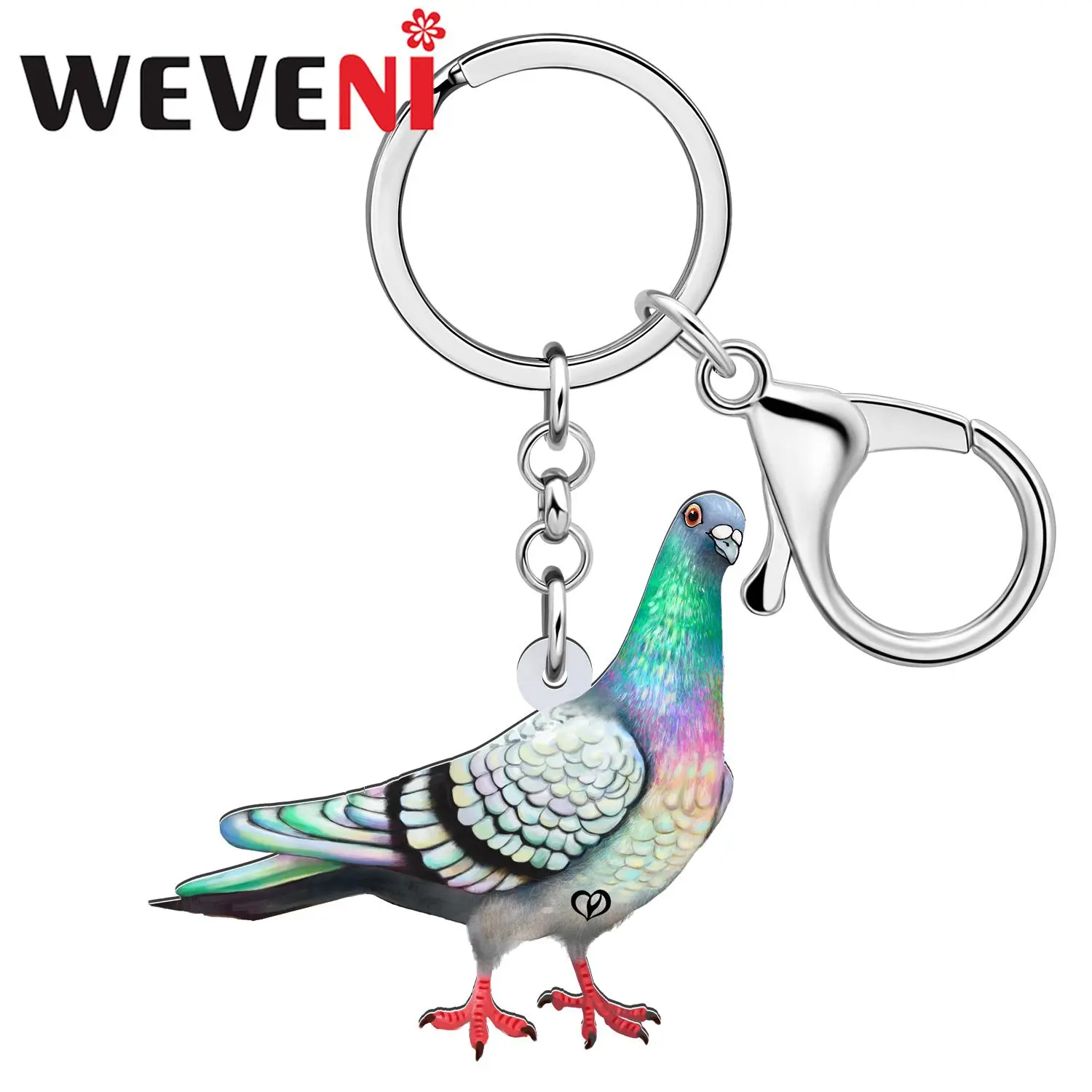 Trendy Acrylic Bird Keychain for Women - Cute Look, Lightweight, Multicolor, 1.77in Tall (45x48mm), Playful Accessory for Bags & Car Keys, Casual Gift Idea