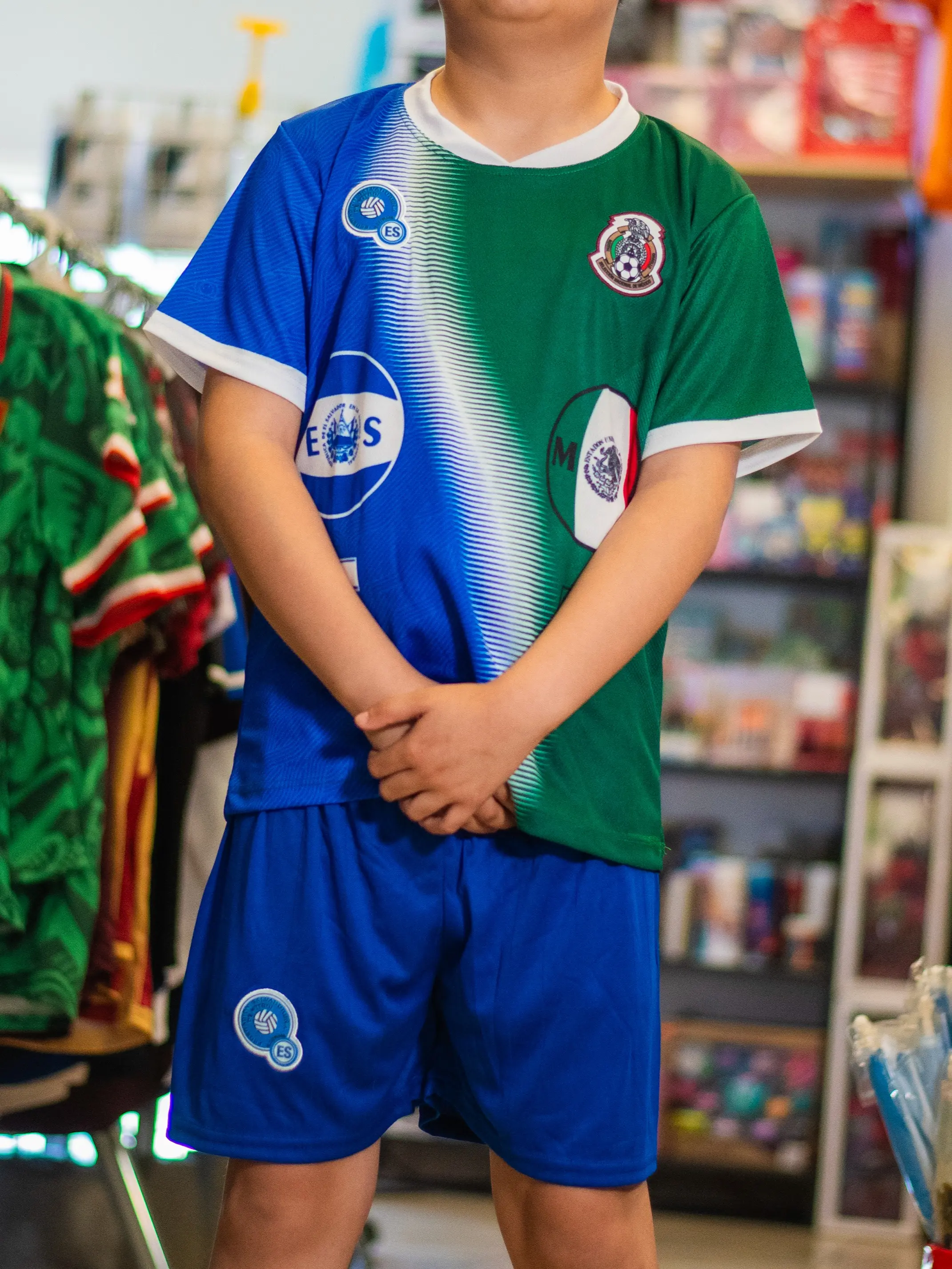 Unisex Stylish Mexico-El Salvador Combined Sublimated Polyester Short-Sleeve T-Shirt, Men's Top Garment