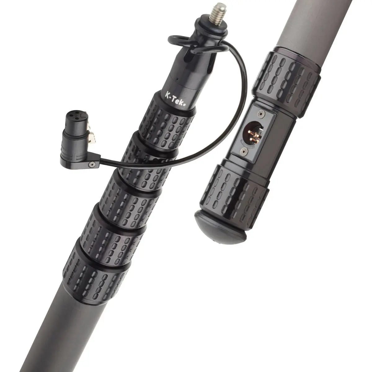 K-Tek KP12CCR 12' KlassicPro Graphite 6-Section Boompole with KPCK12 Internal XLR Coiled Cable and KPCCR Side Exit