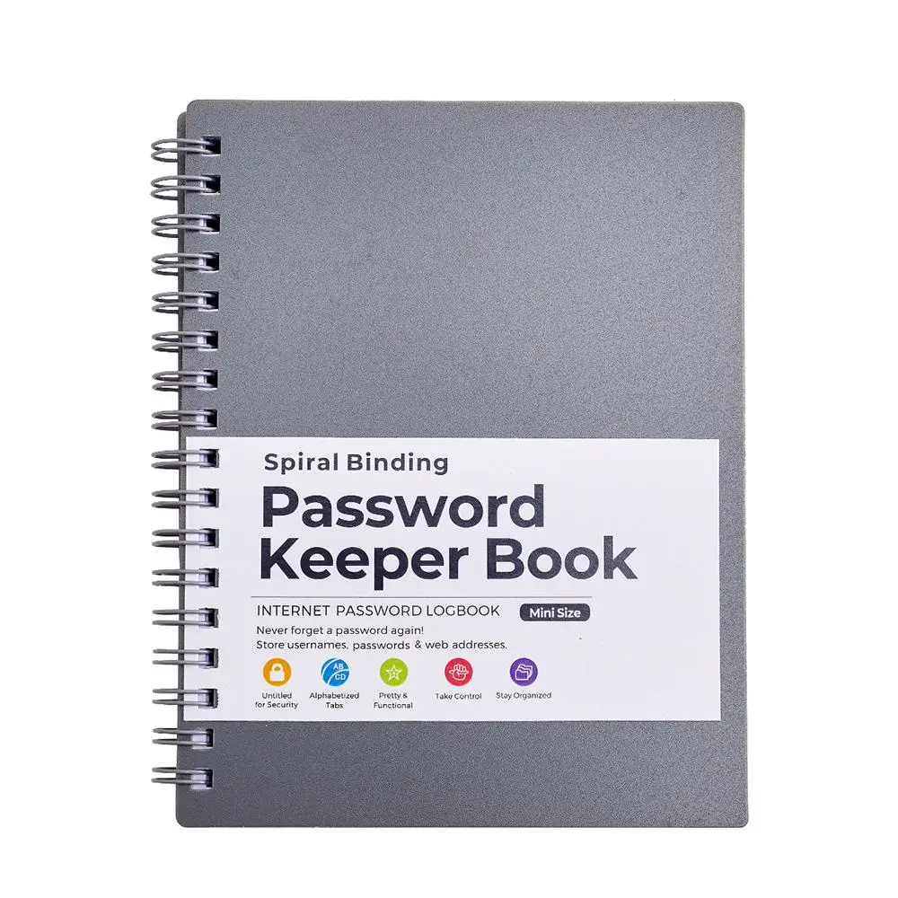 A6 Password Keeper Book, Spiral Notebook, Password Notebook for Internet and Computer Login, Username, Passwords, Office Stationery Supplies, Office A