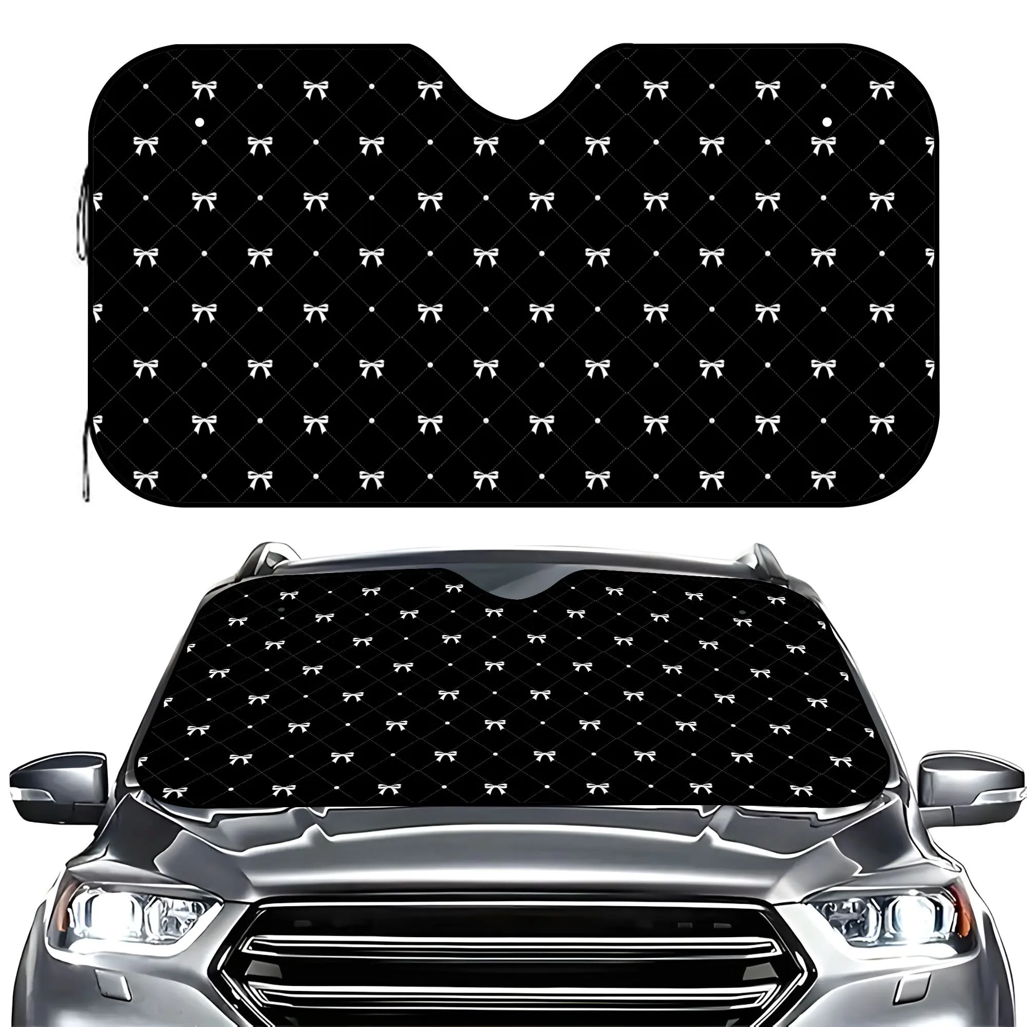 Cartoon-Style Sunshade Featuring a Bow Pattern, Designed Against UV Glare, Fits Most Vehicles, Ideal Gift for Holidays And Birthdays, Car Sunshade Windshield Outside Shade Cover, Car Accessories Automotive Glass Sunshade, Car Sun Shades Outside Car