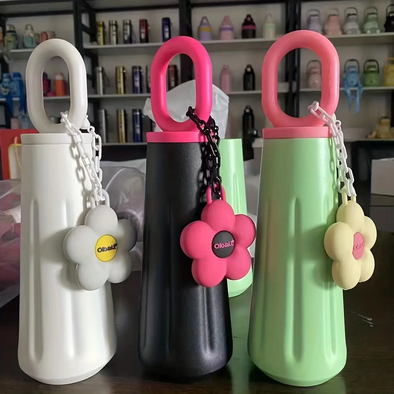 Women's 316 Stainless Steel Water Bottle - Elegant Portable Kettle with Handle, Hot/Cold Retention for Camping, Travel, Gym, - Pink/White/Mint Green/Gloss Black, Leakproof Car Cup Holder Compatible (No)