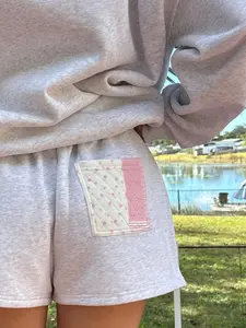 Pearl Grey Margo Patchwork Quilted Shorts