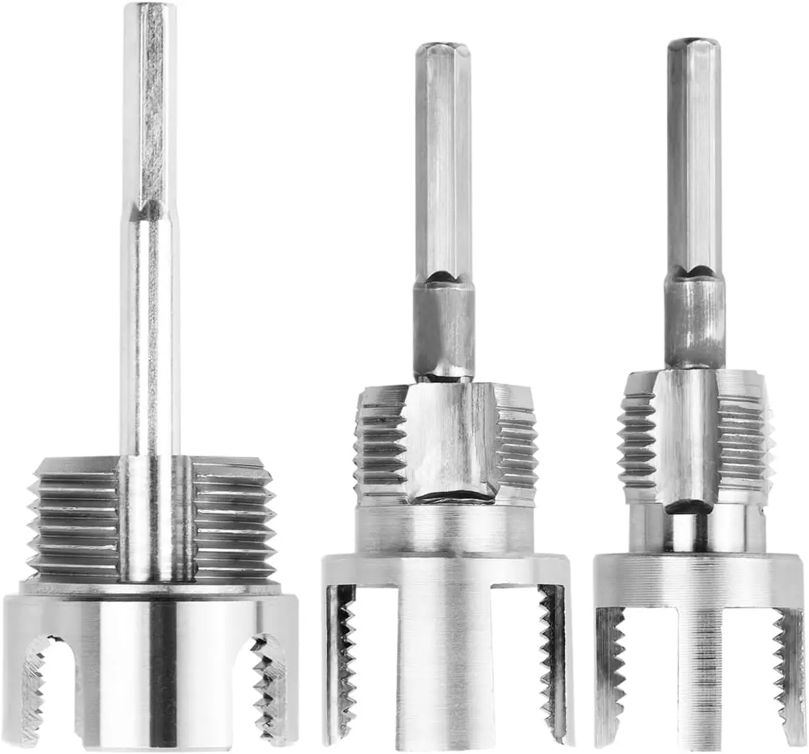 3-Pc Pipe Threading Hand Tool Kit - Integrated Internal & External Rethreading, Electric Drill Compatible, Leakproof, Precision Cutting, Universal Pipe Compatible for 1/2", 3/4", 1" PVC Tubes, Silver DIY Upgrade Tool