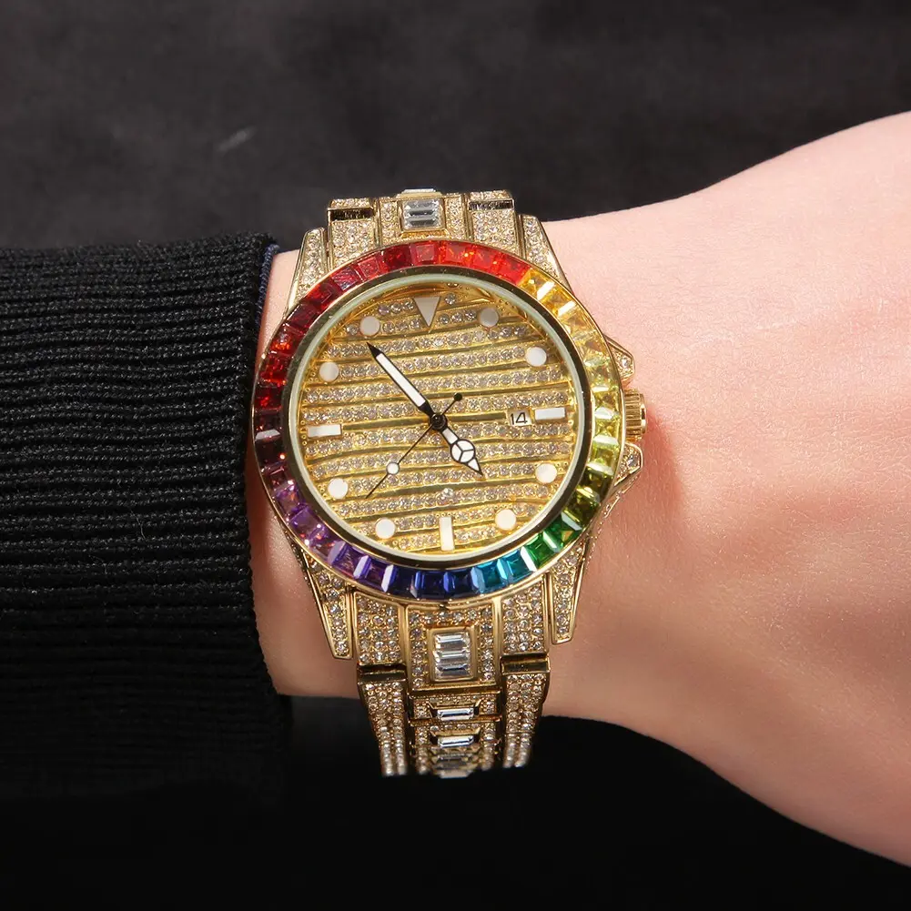 MaxBling81 Men's Watch, Luxury Fashion Hip Hop Iced Out Style with 45mm Metal Case, VVS Diamond Simulate and Quartz Movement, Fashionable Watch, Diamond Encrusted Wrist Watches