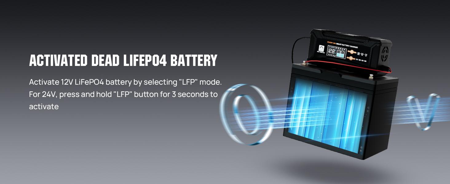 ECO-WORTHY 12V/24V 20A Automatic LCD All-in-1 Battery Charger Solution for Lithium LiFePO4 & Lead Batteries, 14.6V Output, 15V Pulse Repair, 0V Activation, Overcharge Protection for Home Electrical Power Supplies, Motorcycles