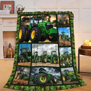 Tractor Blanket Soft Plush Fleece Farm Truck Throw Blankets Cozy Fuzzy Tractor Stuff Bedding Car Gifts for Women Girls Boys Kids Adults 40"X50"