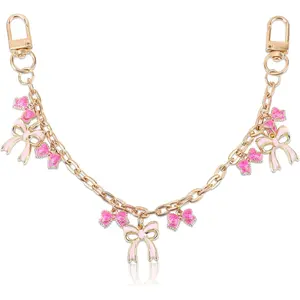 Suitable for Handbag Accessories, Pink Bow Wallet Chain Cute Fashion Wallet Pendant Decoration Accessories Women's Handbag Shoulder Bag Crossbody Bag Short Handle Suitable for Halloween Gifts Christmas Gifts Birthday Gifts