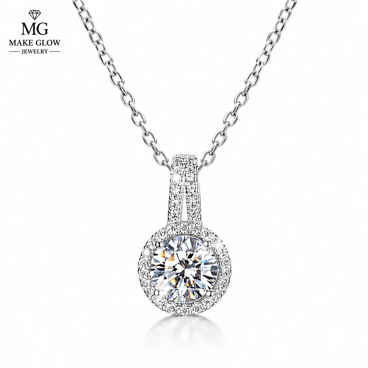 1.25-carat 925 sterling silver pendant, round halo set with cubic design, simple and stylish women's pendant back to school shopping bri and gemelo necklace talisman necklaceparis heart necklacerap a lot chainmen's jewelrywail tail necklace jewelrymen