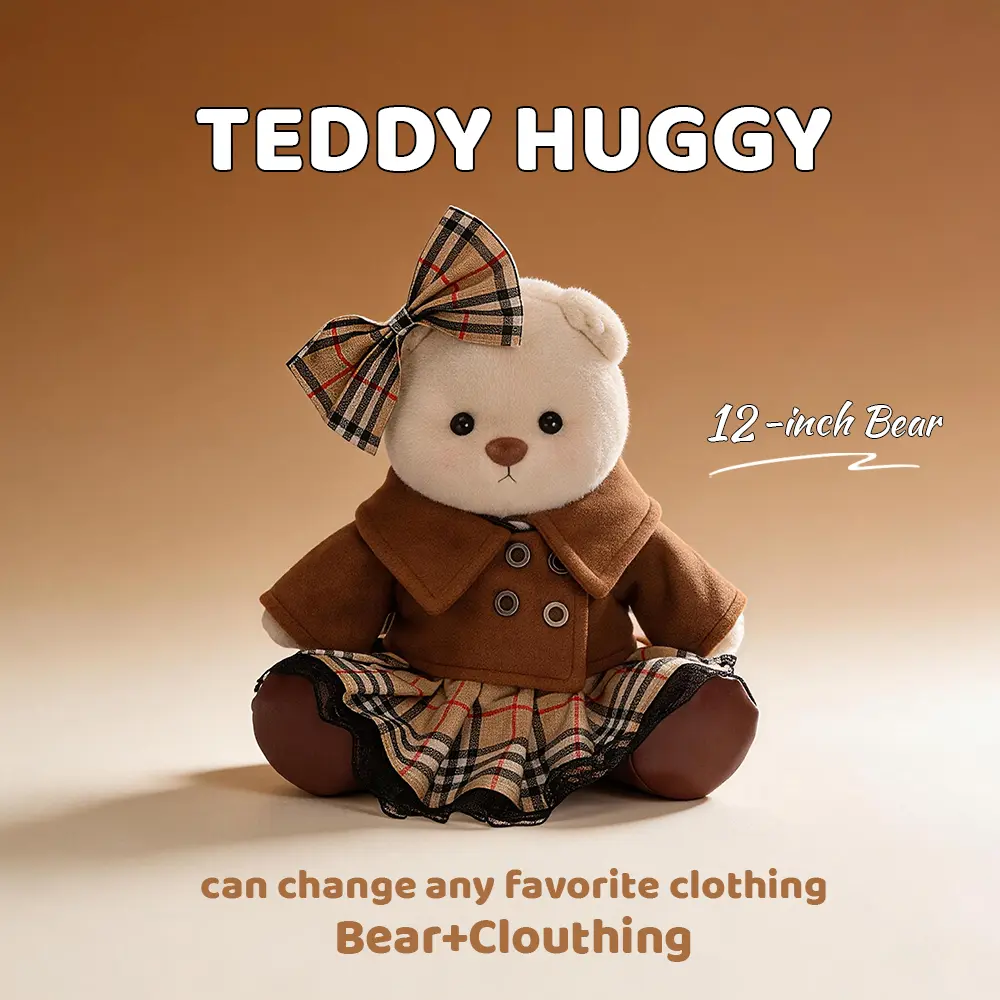 TEDDY HUGGY 12-in Casual Brown Coat Doll Clothes Set - 3+ Years, Perfect Fit Cute Clothes Dolls, Stuffed Animal Attire, Stylish Garments