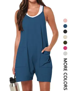 Women's Plain Pocket Adjustable Strap Cami Jumpsuit without Tank Top, Casual Sleeveless Jumpsuit for Summer, Ladies Clothes for Daily Wear
