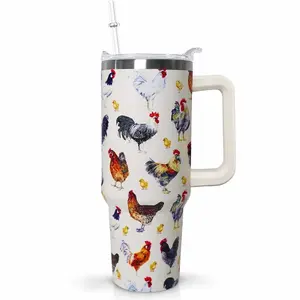 Essential 40 oz tumbler with handle,40 oz Chicken Tumbler with lid and Straw,Chicken Stainless Steel Cup Coffee Travel Mug,Chicken Gifts for Chicken Lovers,Rooster Stuff Decor Accessories - In Stock