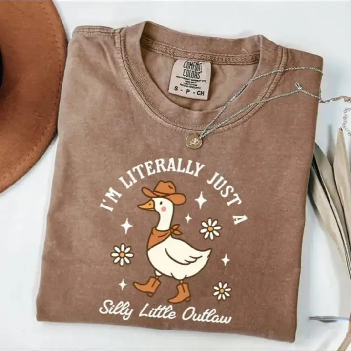 Honk Nation Comfort Color Funny Goose Shirt, Got Too Silly Graphic Tee, Sarcastic Western Cowgirl T-Shirt, Goose Lover Gift, Unisex Casual Top, For Men And Women