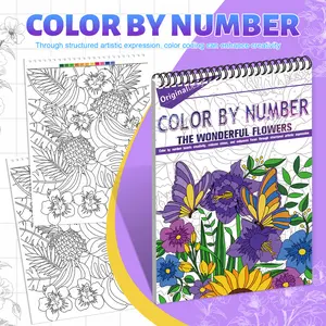 Digital Color by Number Coloring Book for Adults – Stress-Relieving Floral and Flower Designs, Unique Spiral Bound A4 Art Activity for Relaxation, Fun Birthday, Christmas, Halloween Gift – Vibrant and Thick Paper for Mindful Creativity
