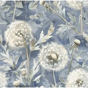 Floral Peel and Stick Wallpaper Vintage Blue Floral Wallpaper 16.9inx118.1in Contact Paper Peel and Stick Self Adhesive Removable Dandelion Wall Paper for Bathroom Decor Waterproof Vinyl