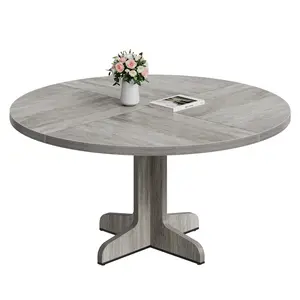 47" Round Wooden Base Dining Table for 4 – Circle Kitchen and Dining Room Table, Ideal for Living Room and Kitchen (Table Only)