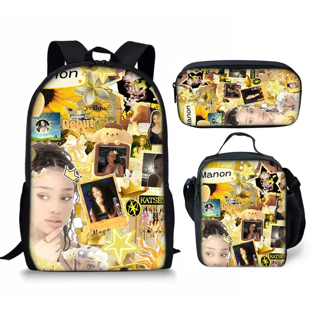 KATSEYE 3PCS Backpack Set for Teen Large Capacity School Bag Lightweight Travel Daypack for Girl Group Fans, Back to School Gift, Graduation Gift, Gift for Girlfriend, Cute Bo