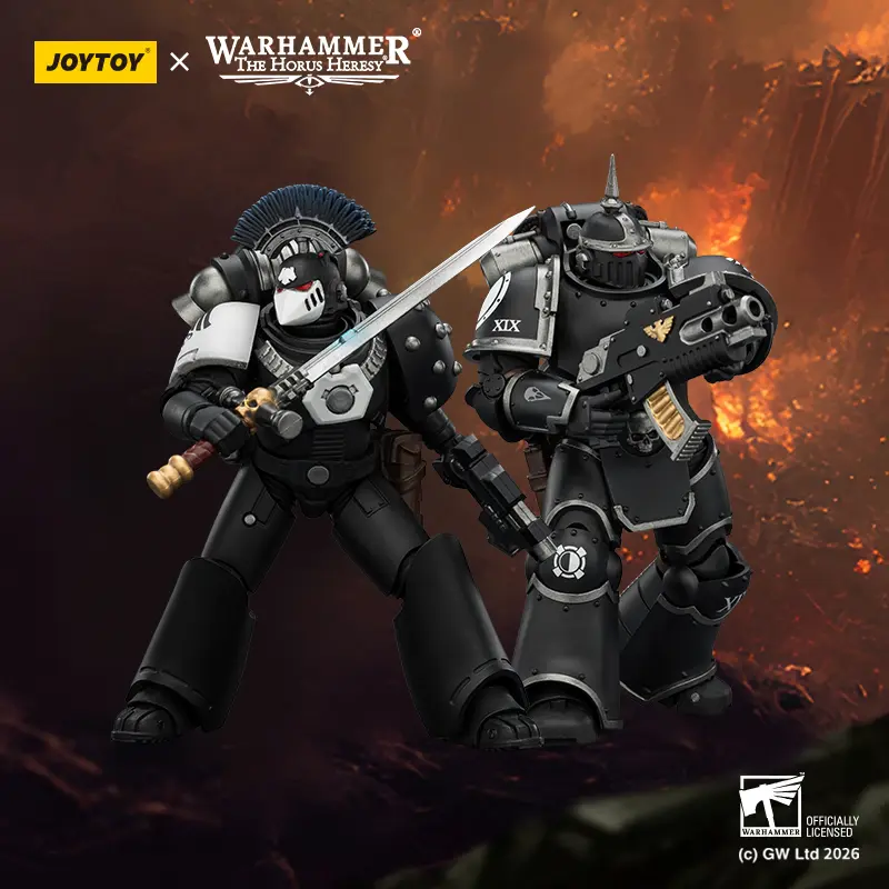 JOYTOY Warhammer "The Horus Heresy" 1/18 Action Figures Raven Guard MK III Tactical Legionary with Bolter and Bolt Pistol MkVI Tactical Sergeant with Power Sword, Bolter and Plasma Pistol