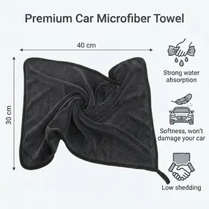 Premium Microfiber Car Cleaning Cloth Kit - 30*40cm Soft Fabric, Ultra-Absorbent Water-Absorbing Cloths, Portable Car Wash Accessory for Vehicle Care, Soft Microfiber Fabric