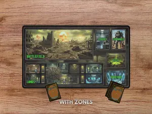 Vault Dweller MTG Playmat, Fallout Mousepad With Zones, Vault in Fallout Theme, MTG Fallout Mat, Card Deskmat