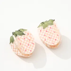 Gingham Strawberry Claw Clip