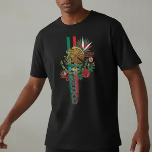 Men's Graphic T-Shirt - Short Sleeve Crew Neck Regular Fit Casual Wear | Soft & Breathable Fabric, Durable Print, Everyday Comfort, Machine Washable, 2026 DreamCup-Mexico Eagle Cactus