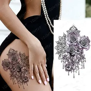 Rose Tattoo, Rose Temporary Tattoo, Multicolor Body Art