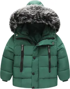 Toddler Coat with Thicken Fur Collar & Hoodie - Warm Winter Puffer Jacket