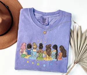 Comfort Colors Princesses T-Shirt, Girls Trip Tee, Watercolor Princess Shirt
