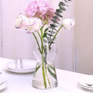 8 Inch Clear Glass Vase - Versatile Decor for Home & Weddings, Hydroponic Flower Holder for Living Room Centerpieces (Office Gift Ready) Ornaments