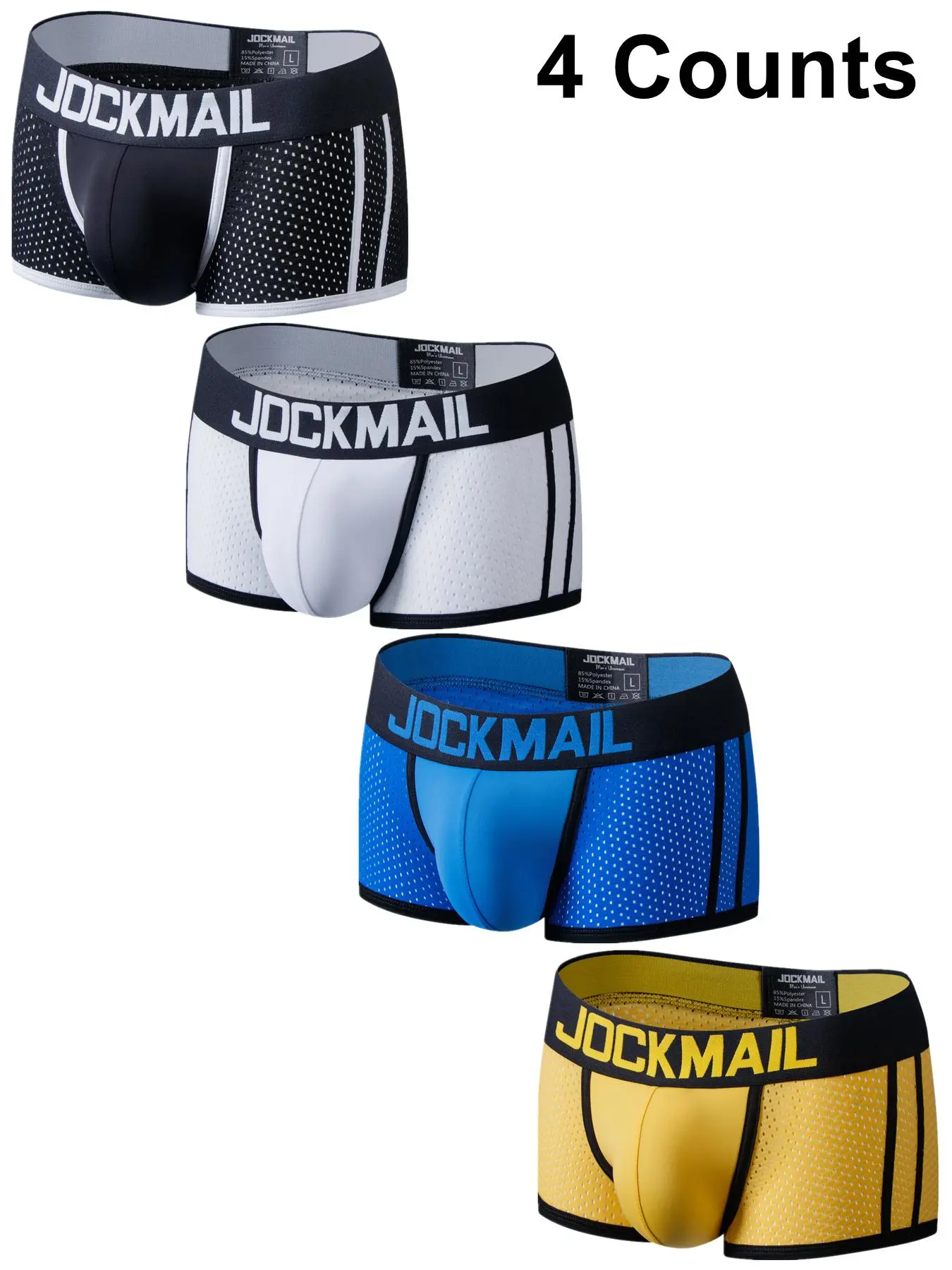 Men's Letter Print Hollow Out Boxer Brief, Breathable Comfortable Stretchy Underwear for Daily Wear, Casual Men's Underwear for All Seasons, Underwear Boxers