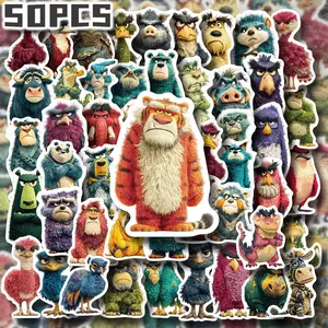 50PCS Angry Plush Cartoon Animals Aesthetic Stickers Pack, Cute Grumpy Furry Character Illustration Vinyl Stickers for Scrapbooking, Journal, Planner, Album, Laptop, Water Bottle, Phone Case, DIY Craft Decoration, Gift Wrapping, Packaging Labels