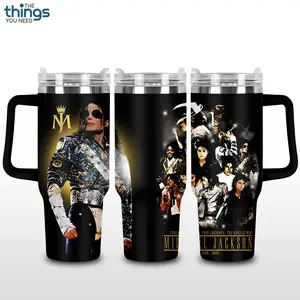 Michael Jackson V3 Gold Stage Era 20oz - 40oz With Handle Tumbler, King Of Pop Stainless Steel Tumbler, Iconic Music Legend Drinkware, Retro Performance Collage Design, MJ Fan Gift, Perfect Gift For Pop Music Lovers