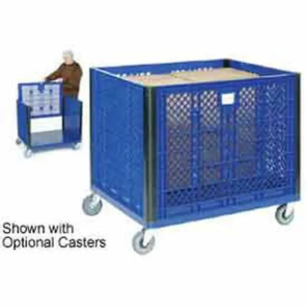 Global Industrial 603087 Plastic Large-Size Stackable Rectangle Ventilated Bulk Storage Box Container, Mesh Sides, Industrial Look, 4-Way Forklift Access, Easy-Assembly Home Organizer, 39.25x31.5x29in (Container Storage Solutions)