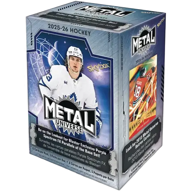 2025-26 Skybox Metal Universe Ice Hockey Blaster Box - 5 Packs, Blaster Exclusive, Dark Matter Returns, Platinum Portraits, Purple Spectrum FX