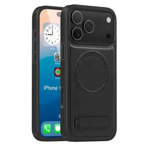 Magnetic Invisible Stand Business Shield Phone Case for iPhone 13 14 15 16 17 Pro Max Air, Full Coverage Anti-Drop Protective Cover, Minimalist Slim Fashion Design
