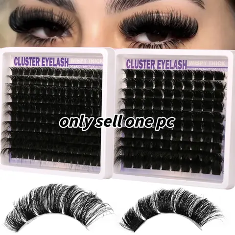Plush Eyelash Clusters 150D/200D/300D, Fluffy Volume Eyelashes, Dense Curly Long Lashes 12-20mm, Fine Single Strands, DIY at Home, D Curl Cluster Lashes, Cluster False Eyelashes, Volumized False Eyelashes, Voluminous False Eyelashes, Cosmetic