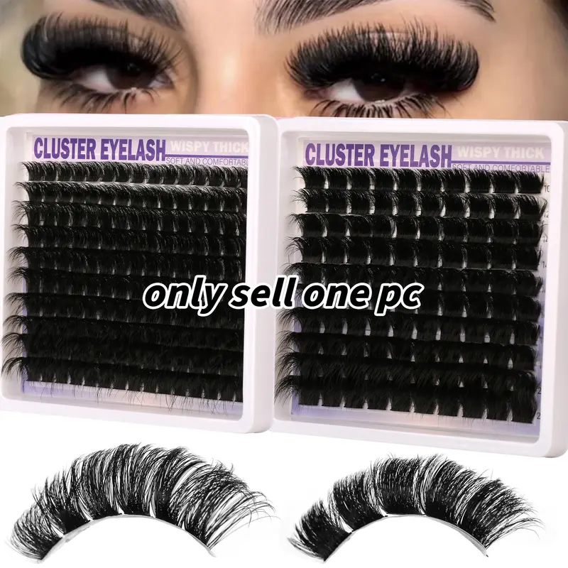 Plush Eyelash Clusters 150D/200D/300D, Fluffy Volume Eyelashes, Dense Curly Long Lashes 12-20mm, Fine Single Strands, DIY at Home, D Curl Cluster Lashes, Cluster False Eyelashes, Volumized False Eyelashes, Voluminous False Eyelashes, Cosmetic