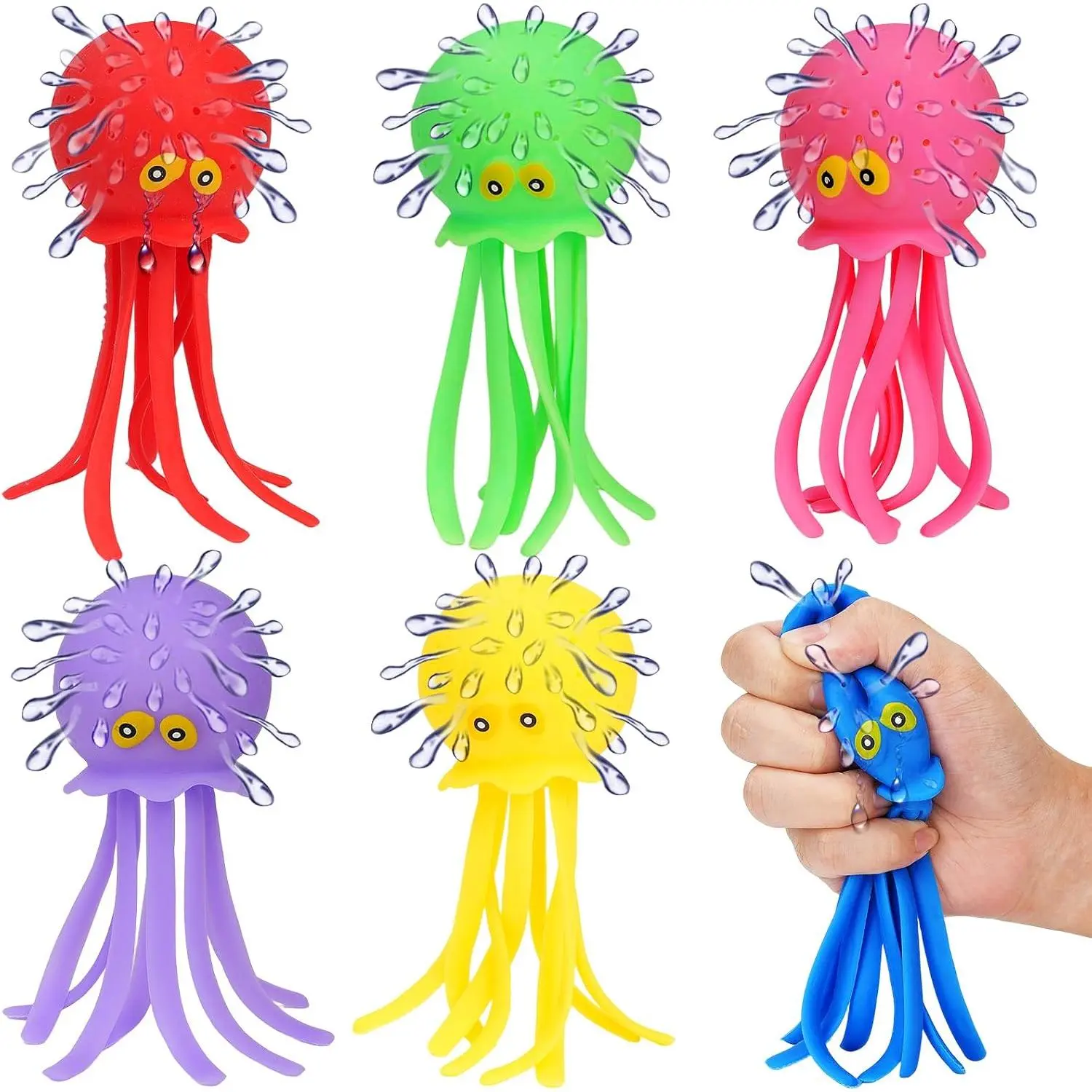 6 Pcs Octopus Water Balls Bath Toy, Sensory Stress Relief Floating Pool Beach Bathtub Toy Reusable Water Bomb Splash Balls, Christmas and Easter Goodie Bag Fillers for Baby Toddler Kids