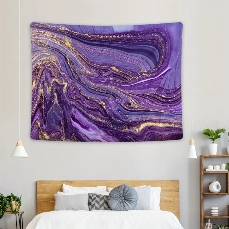 Marble Ripple Tapestry-Purple,Landscape Theme,Horizontal Orientation,Woven Style,No Power Needed,for Living Room/Dorm Decor,Home Aesthetic Bedroom Decoration Art Design