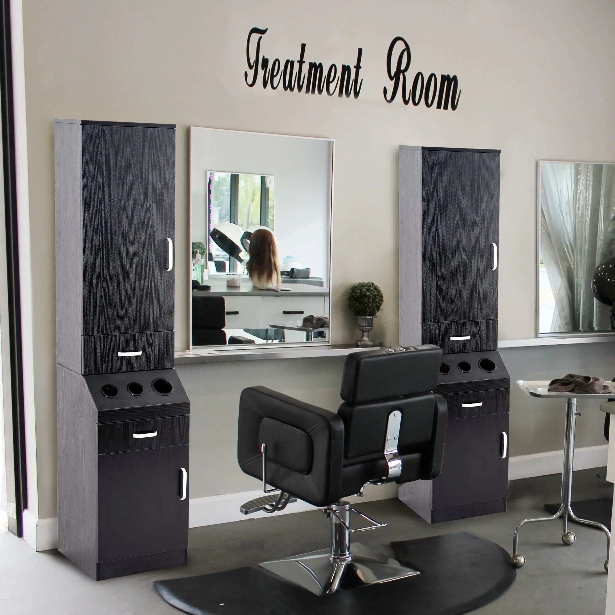 BarberPub Wall-Mount Barber Station - Hair Styling Storage with Adjustable Clapboard for Organization, Commercial Salon Spa Furniture 3207