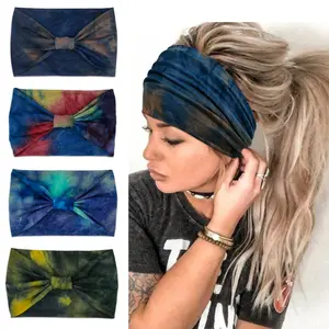 4 Pack Boho Headbands for Women Fashion Knotted Headband Yoga Workout Hair Accessories African Tie Dye Head Wrap Christmas Party Gifts