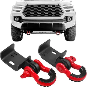 Front Demon Tow Hook Brackets with 3/4in Shackle D Rings Compatible with Fits for Toyota Tacoma 2009-2023