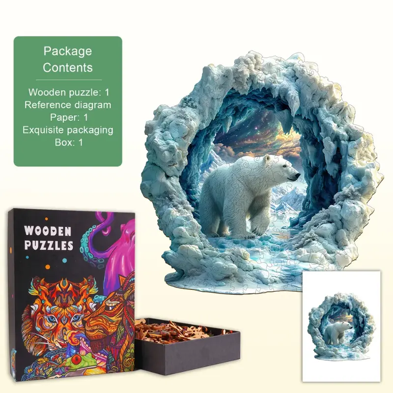 【CLEARANCE】Handcrafted Wooden Puzzles - Unique Shapes, XS-L Sizes, Gift Box Packaging, Natural Wood Family Game, DIY Home Decor, Best Gift for Adults and Teens for Birthday, Christmas