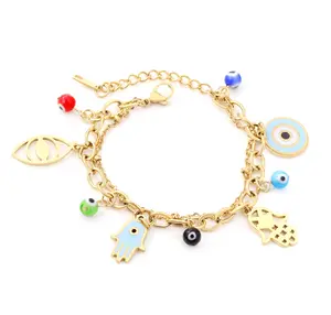 Hand of Fatima Stainless Steel Charm Bracelet