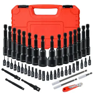 47PCS Magnetic Nut Driver & Screwdriver Bit Combo Kit, Metric SAE Hex Socket Bits Torx Phillips Slotted Drill Bits Set with Hard Storage Case for Impact Drill Auto Garage Repair