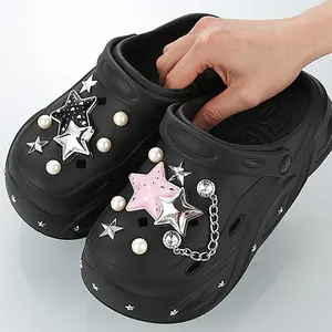 12pcs Shoe Charm Cave Shoes DIY Accessories Detachable Star Set Shoe Flower Fastener DIY Cute Shoe Accessories for Clog Sandals Croc Girl Adults Party Favor
