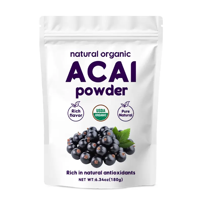 WACACEE Organic Freeze-Dried Acai Fruit Powder - Sugar-Free, No Additives/Preservatives, High Anthocyanin, Vitamin-Rich, Fiber-Packed Natural Antioxidant Superfood for Smoothies, Low-Calorie, Balanced Taste, Adults’ Wellness